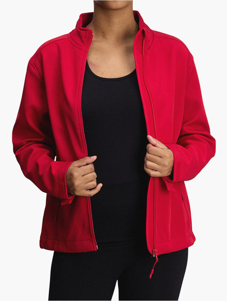 MyRunway | Shop Daily Finery Red Stand Collar Zip Front Jacket for